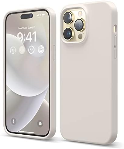 elago Compatible with iPhone 14 Pro Max Case, Liquid Silicone Case, Full Body Protective Cover, Shockproof, Slim Phone Case, Anti-Scratch Soft Microfiber Lining, 6.7 inch (Stone)