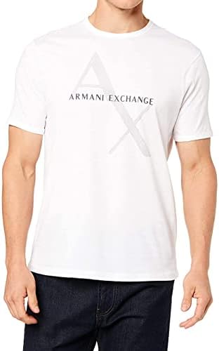 A|X ARMANI EXCHANGE Men's Tonal and Contrast Logo Core Crew Neck T Shirt