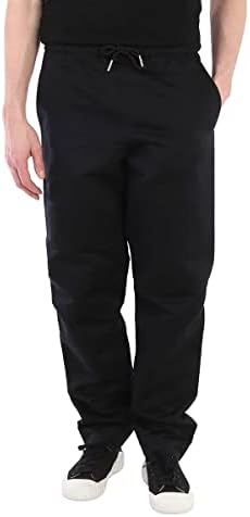 BURBERRY Men's Linen-Cotton Track Pants in Black, Brand Size 48 (S/M)