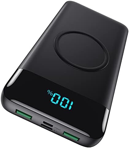 Wireless Portable Charger 30,800mAh 15W Wireless Charging 25W PD QC4.0 Fast Charging Smart LCD Display USB-C Power Bank, 4 Output External Battery Pack Compatible with iPhone 15/14/13/12, Samsung etc