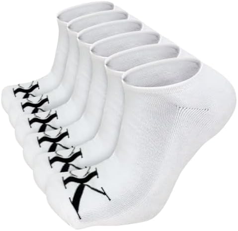 Calvin Klein Men's CK Toe Logo Cushion No-Show Socks - 6 Pack (One Size, White)