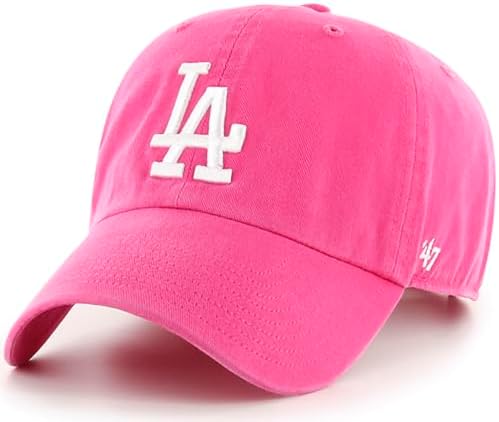 '47 MLB Magenta Pink Primary Logo Clean Up Adjustable Strap Hat Cap, Adult One Size Fits All