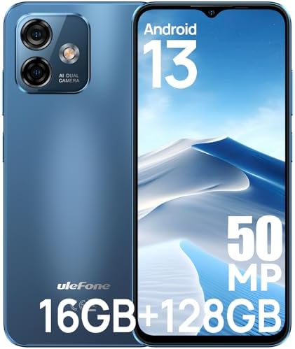 Ulefone Update Has NFC Note 16 Pro Unlocked Phones, 16GB+128GB, Android 13 Unlocked Smartphone, 50MP Main Camera, 6.52” Waterdrop Screen, 8-Core Processor, 4400mAh Dual 4G Unlocked Cell Phone-Blue