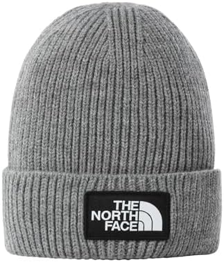 THE NORTH FACE TNF Logo Box Cuffed Beanie, TNF Medium Grey Heather, One Size Short