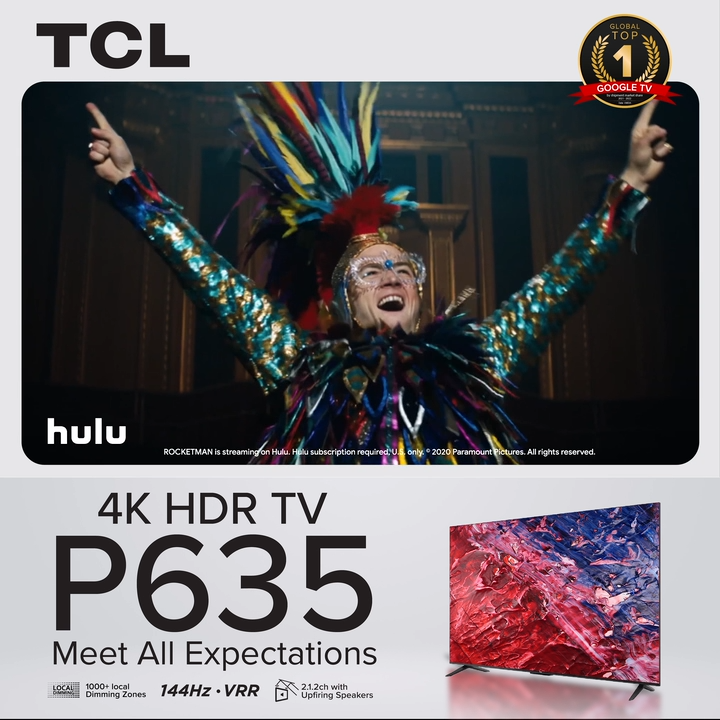TCL P635 Google TV Android TV 43 50 55 58 65 70 75 inches | Dolby Audio | 4K TV | HDR 10 | HDMI 2.1 | Dynamic Colour Enhancement | Edgeless Design | Voice Control
