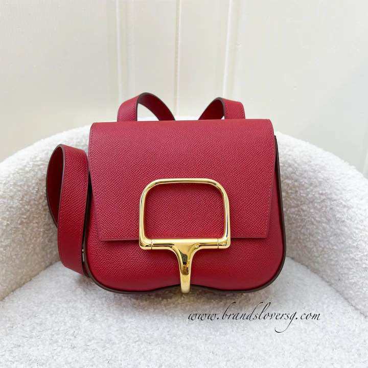 (Pre-loved) Hermes Della Cavalleria Mini Bag in Rouge Piment Epsom Leather and GHW