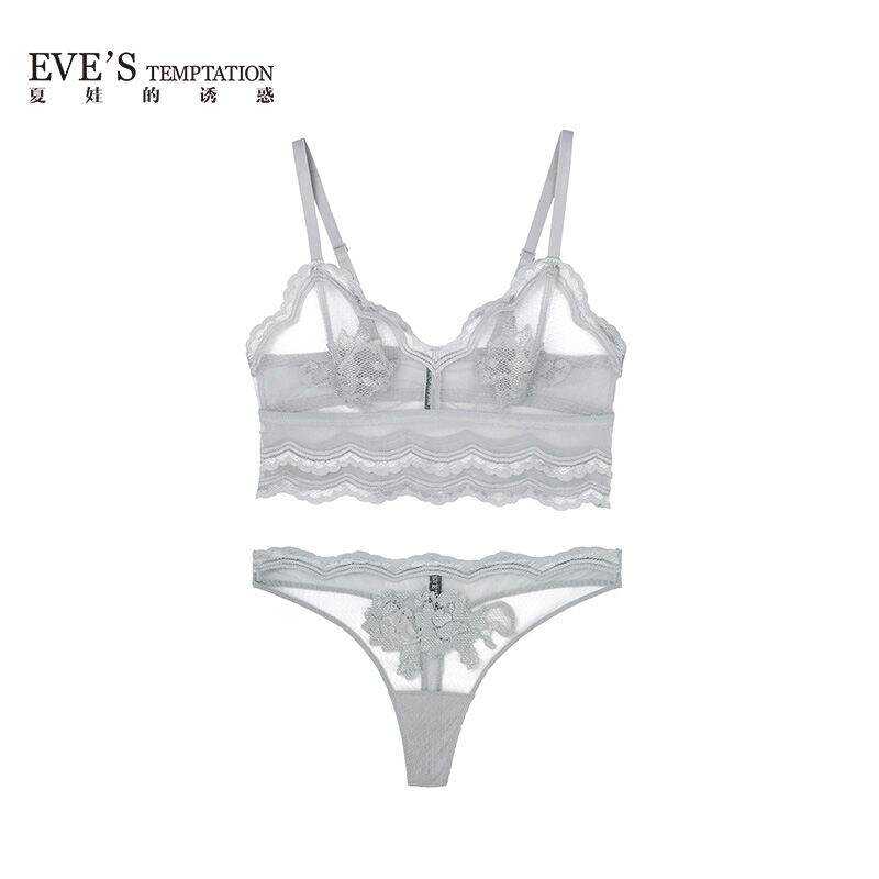 [Set] Eve's Temptation Peel Sexy Lace Bra Set Triangle Cup No Steel Ring Underwear Women's Thin