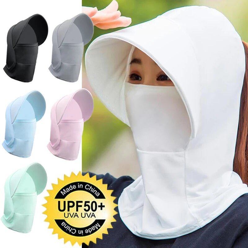 2023 Summer Ice Silk Visor Sunscreen Foldable Sunshade Cap Neck Wide Brim Men Women Outdoors Fishing Travel Bucket Hats Fisherman Hat