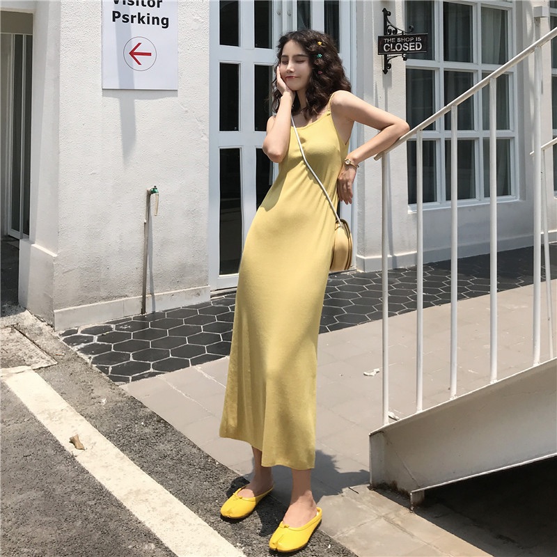 Crochet suspender skirt / Long skirt / Plain Dress