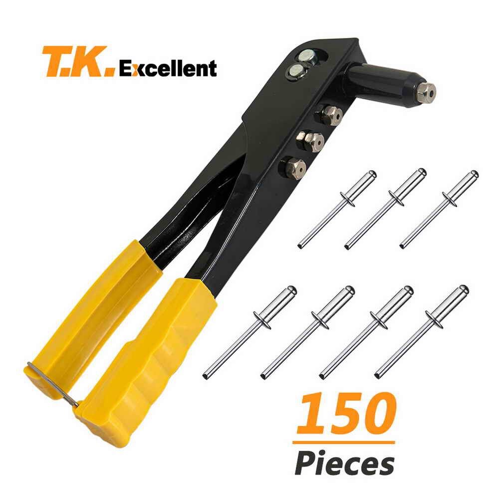Set Gun Nut Rivet Hand Improvement Home Tools Kit Assortment Rivets Blind Pcs 150 Rivet and Riveter Set,Hand Riveter Duty Heavy Tools Hand