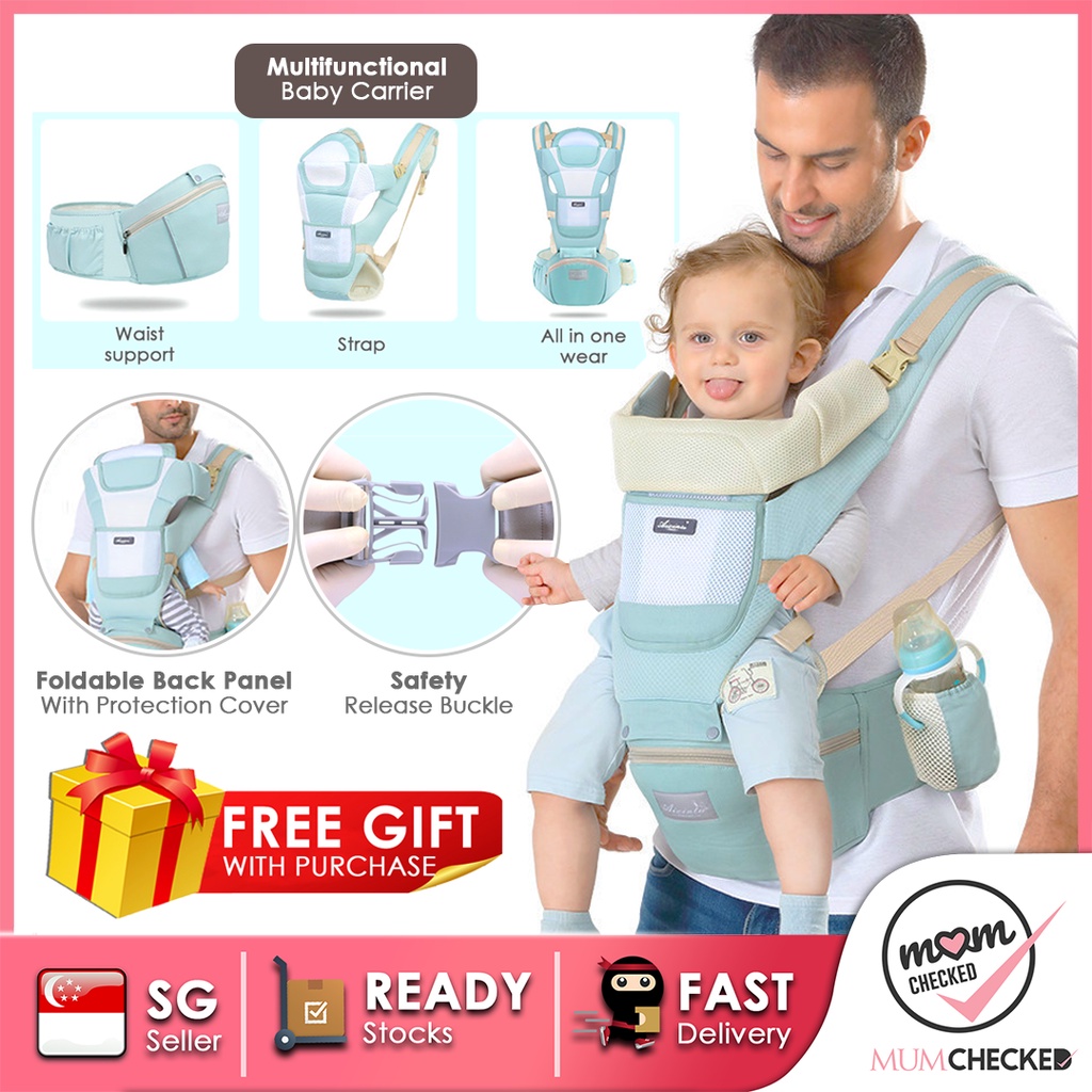 Multi-Function Baby Carrier With Hip Seat | Breathable Adjustable Newborn Carrier | Baby Sling Carrier | 360 All Positions Baby Carrier | Mumchecked