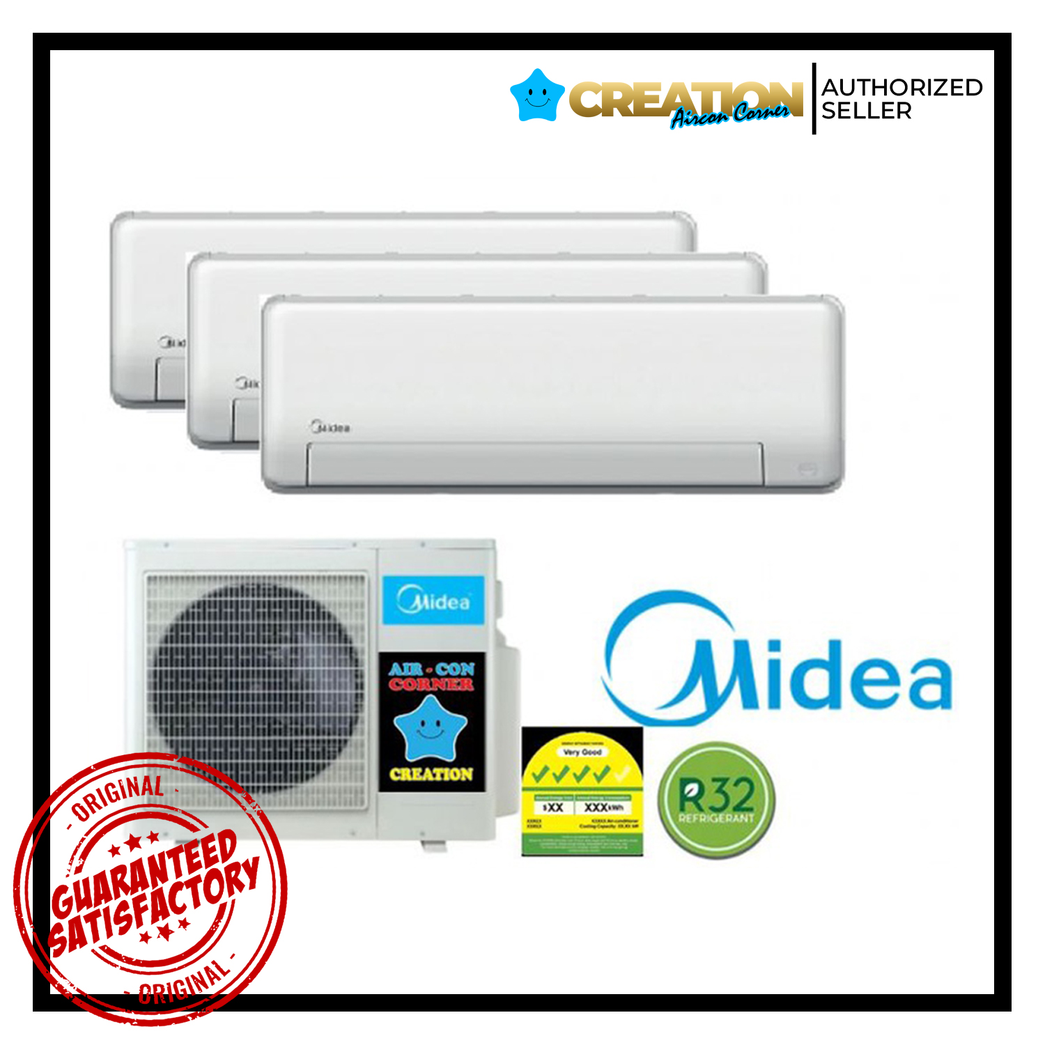 MIDEA Sys 3 4ticks-R32 (without wifi) All Easy Pro Inverter wall mounted Air Con unit (Wholesale)