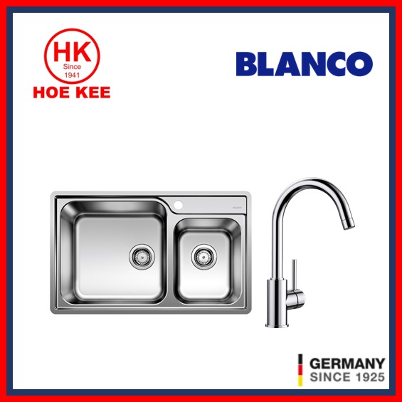Blanco Lemis XL 8-IF Stainless Steel Kitchen Sink + Blanco Mida XL Sink Mixer Chrome