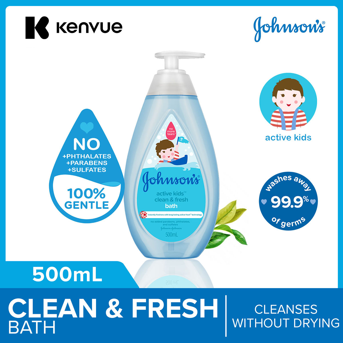 Johnson's Baby Active Kids Clean And Fresh Bath With Green Tea Extracts 500ml