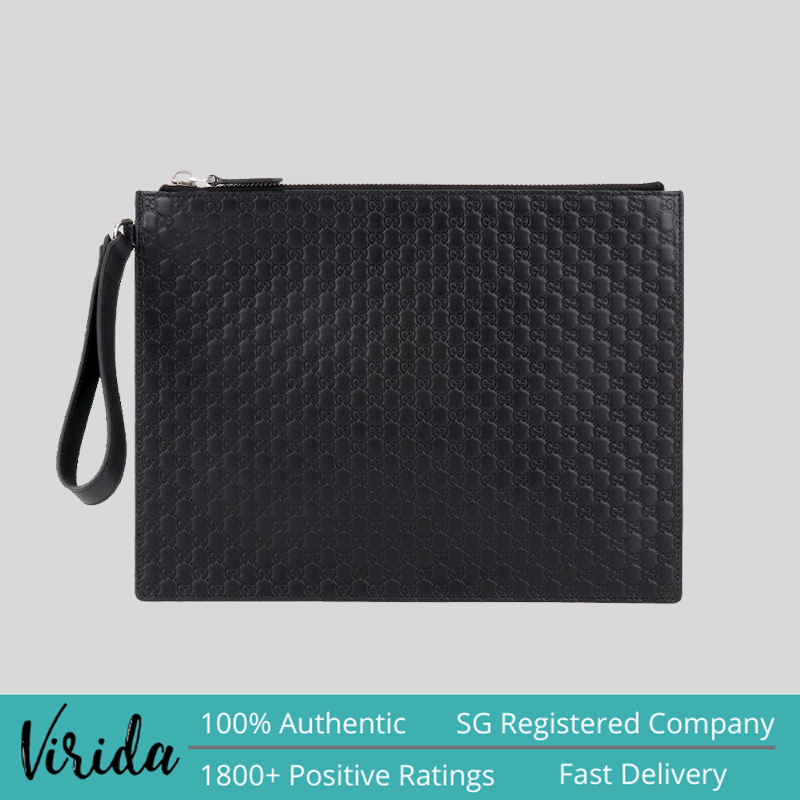 Gucci Unisex Micro GG Leather Clutch Black 544477