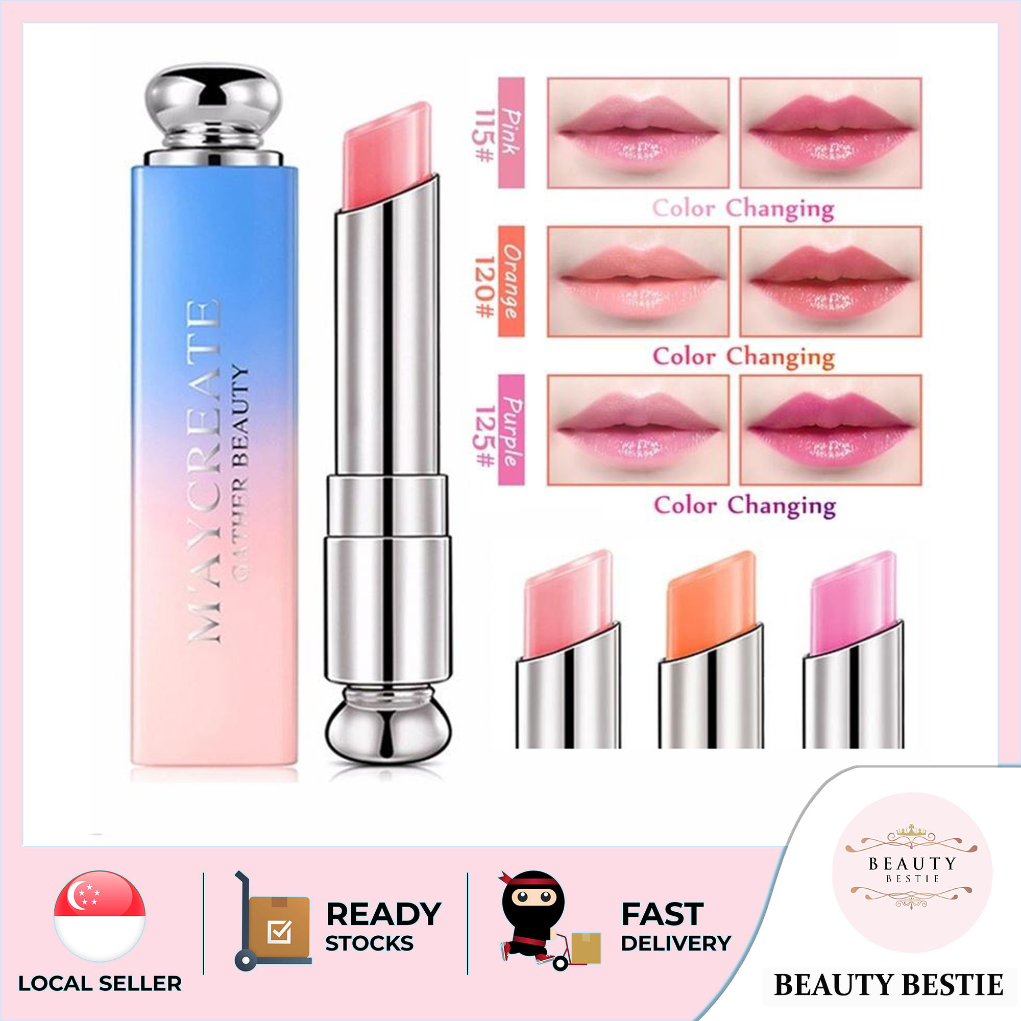 *MAYCREATE* MAGIC JELLY LIPSTICK (3.8G) SG SELLER *FAST DELIVERY* COLOR CHANGE BY TEMPERATURE *TINTED COLOR LIP BALM* MOISTURIZING & NOURISHING *HEALS CRACKED & CHAPPED LIPS* LONG LASTING & REPAIRING 