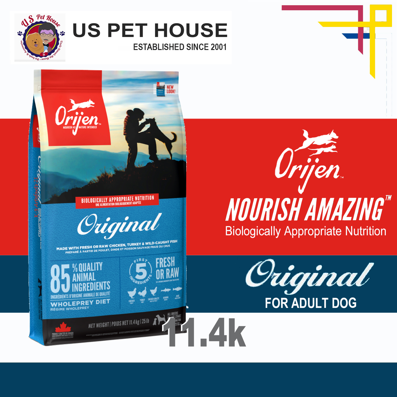 ORIJEN ORIGINAL DOG 2kg / 6kg / 11.4KG (100% AUTHENTIC FROM CANADA)]