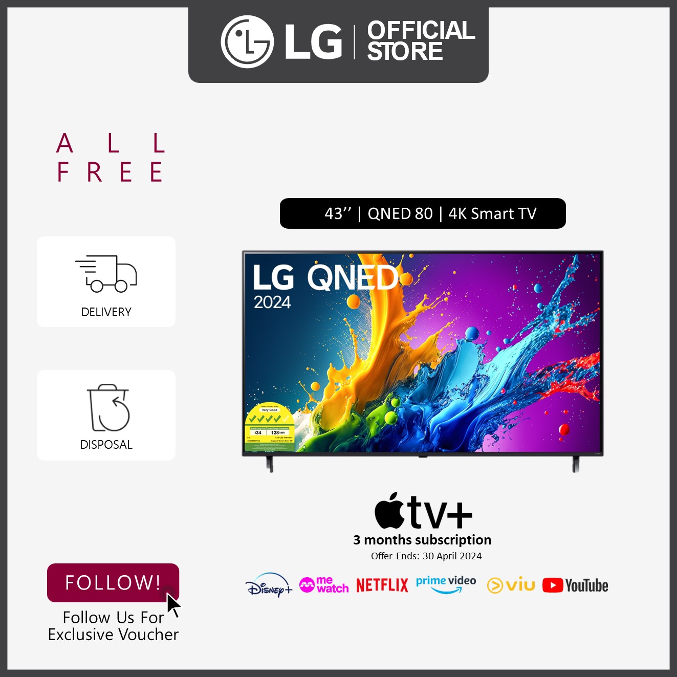 [NEW] LG 43QNED80TSA 43'' 4K Smart TV + Free Delivery + Free Disposal